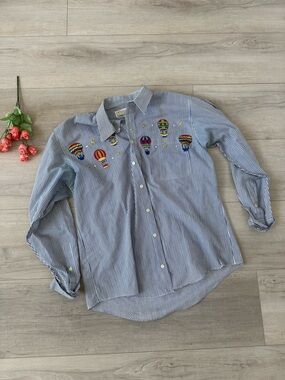 Vintage Stud Connection button down, ladies, rainbows air balloons, rhinestones
